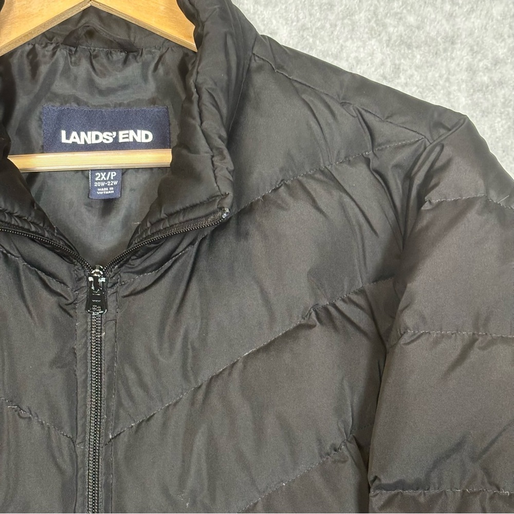 Lands’ End Down Winter Puffer Jacket Coat (No Hood)-Black-Women Size 2X Petite